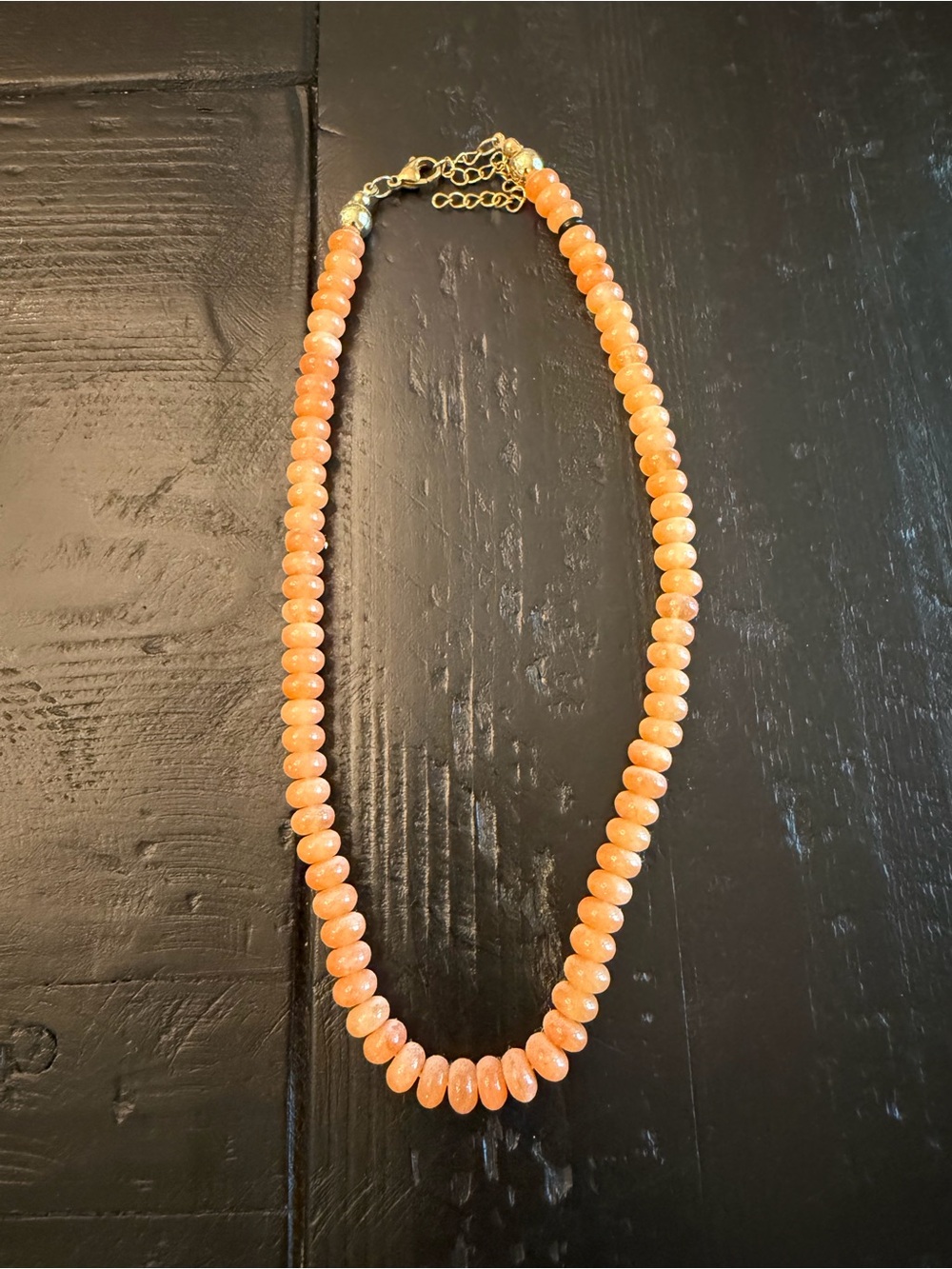 Peach Beaded Necklace with Gold-Tone Chain - Women's Jewelry